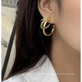Fashionable Stainless Steel Jewelry Earrings Twist Chain Round Wire Gold Jewelry Earrings